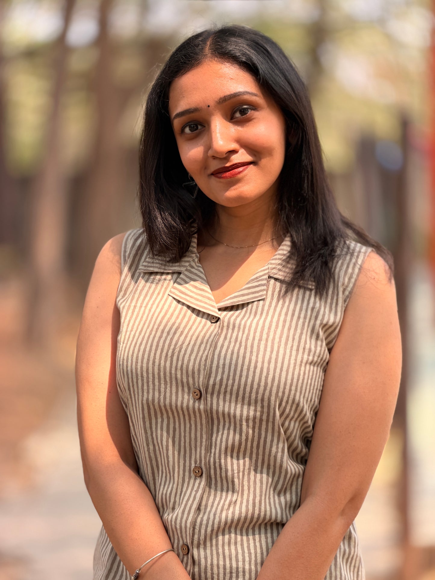 Airah - Handblock Printed Shirt Crop Top