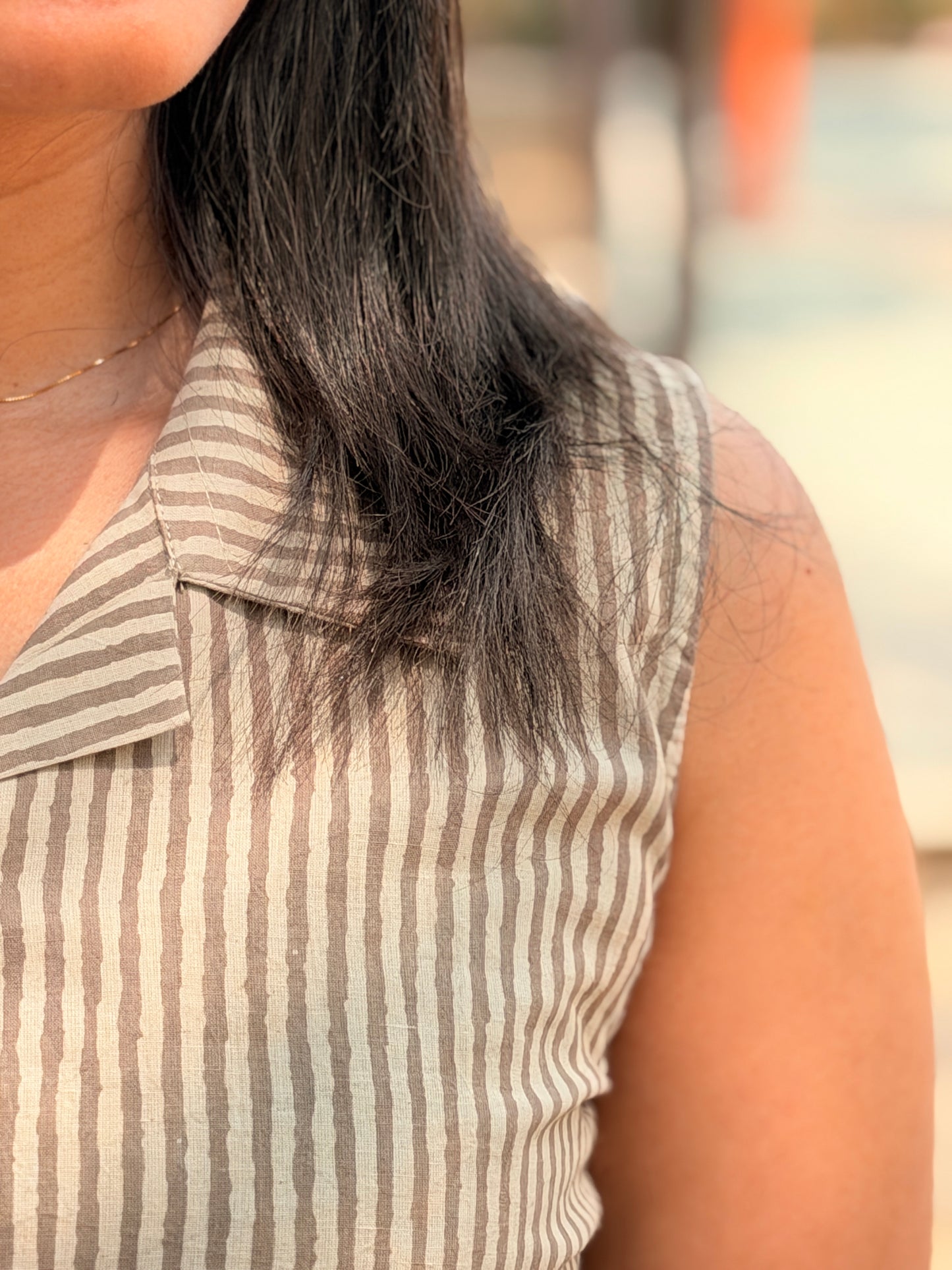 Airah - Handblock Printed Shirt Crop Top