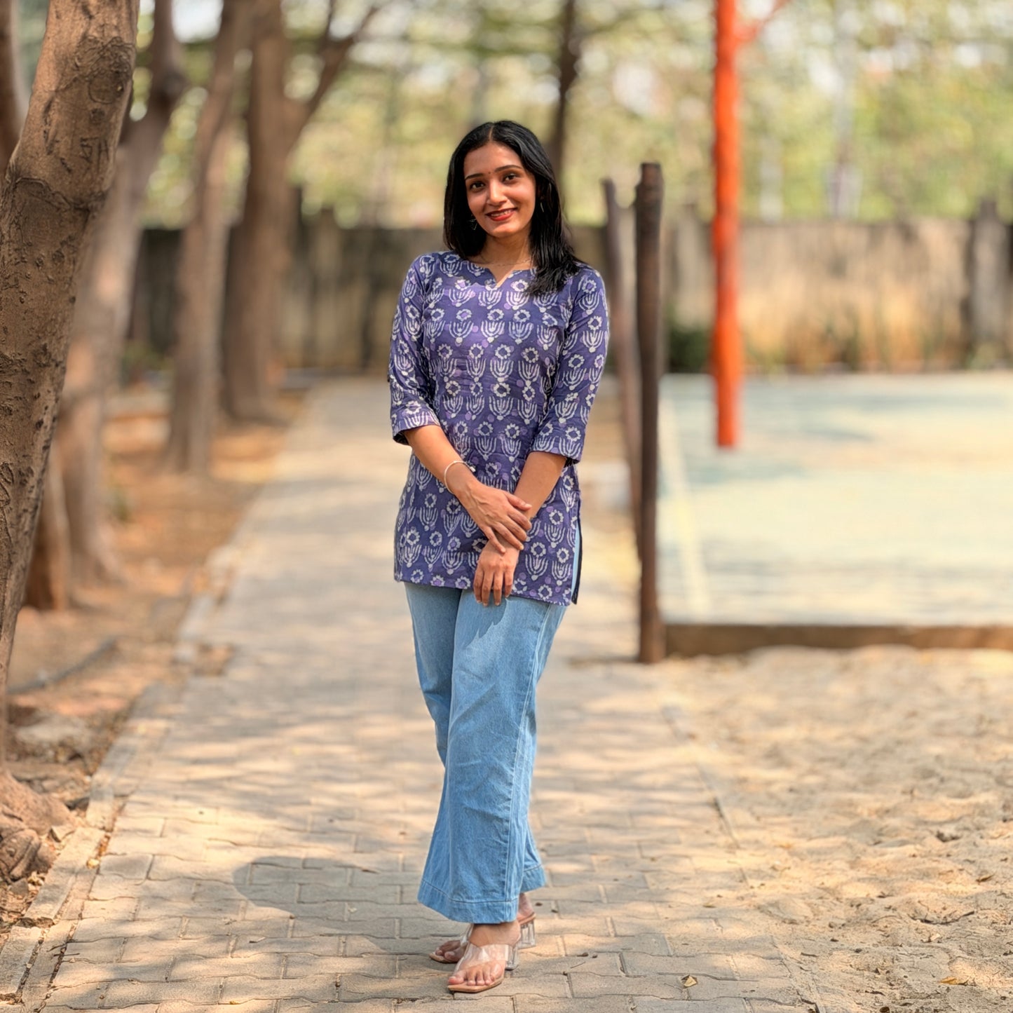 Sana - Dabu Handblock Printed Short Kurta