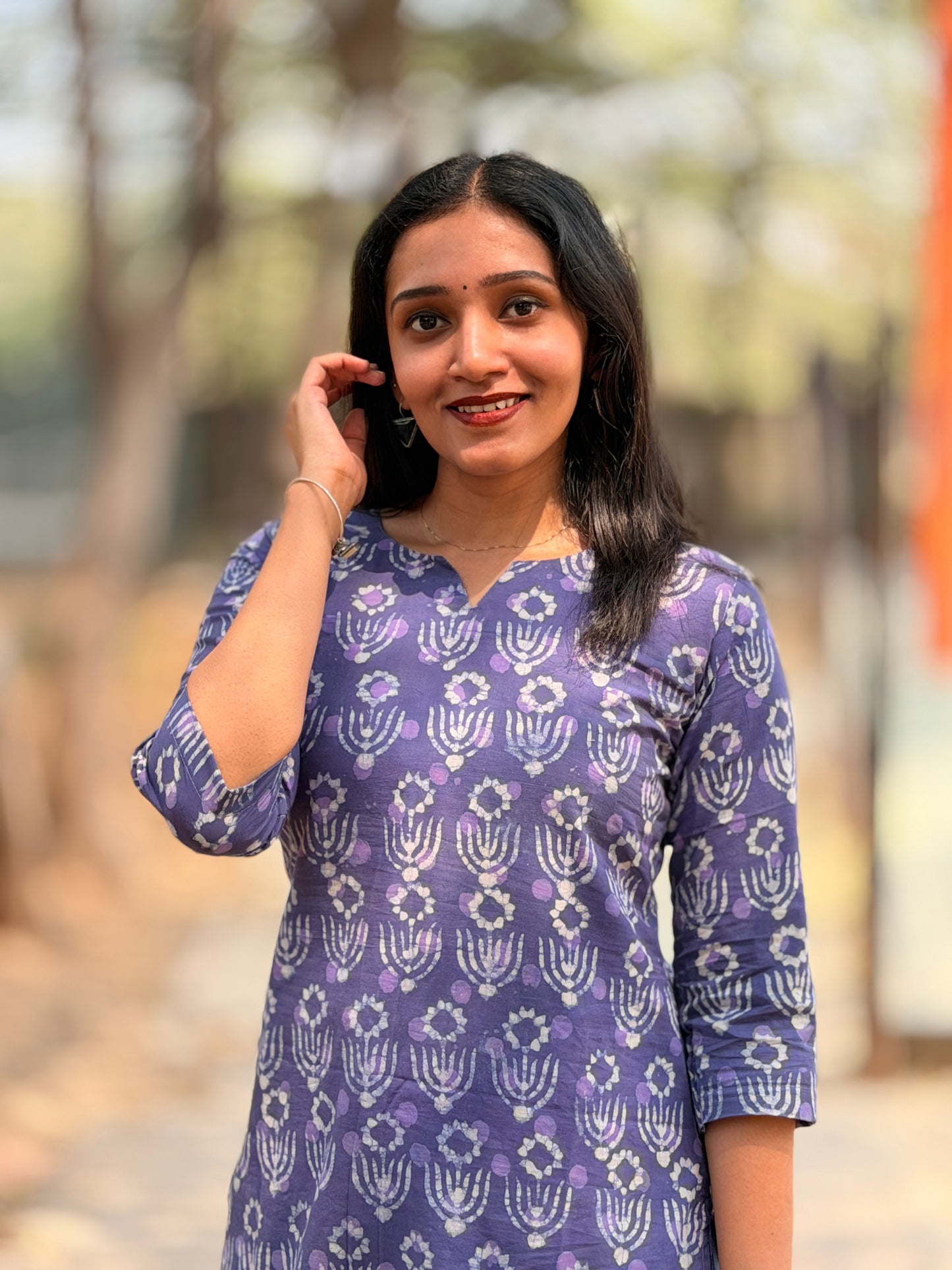 Sana - Dabu Handblock Printed Short Kurta