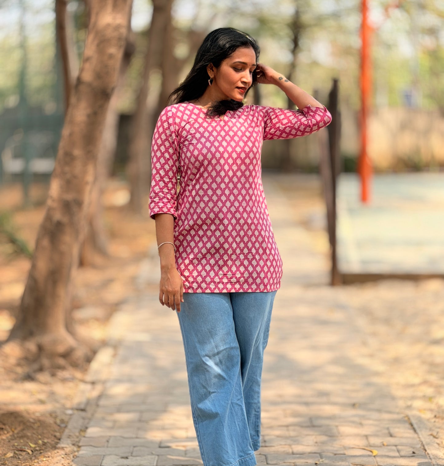 Rozzana - Dabu Handblock Printed Short Kurta
