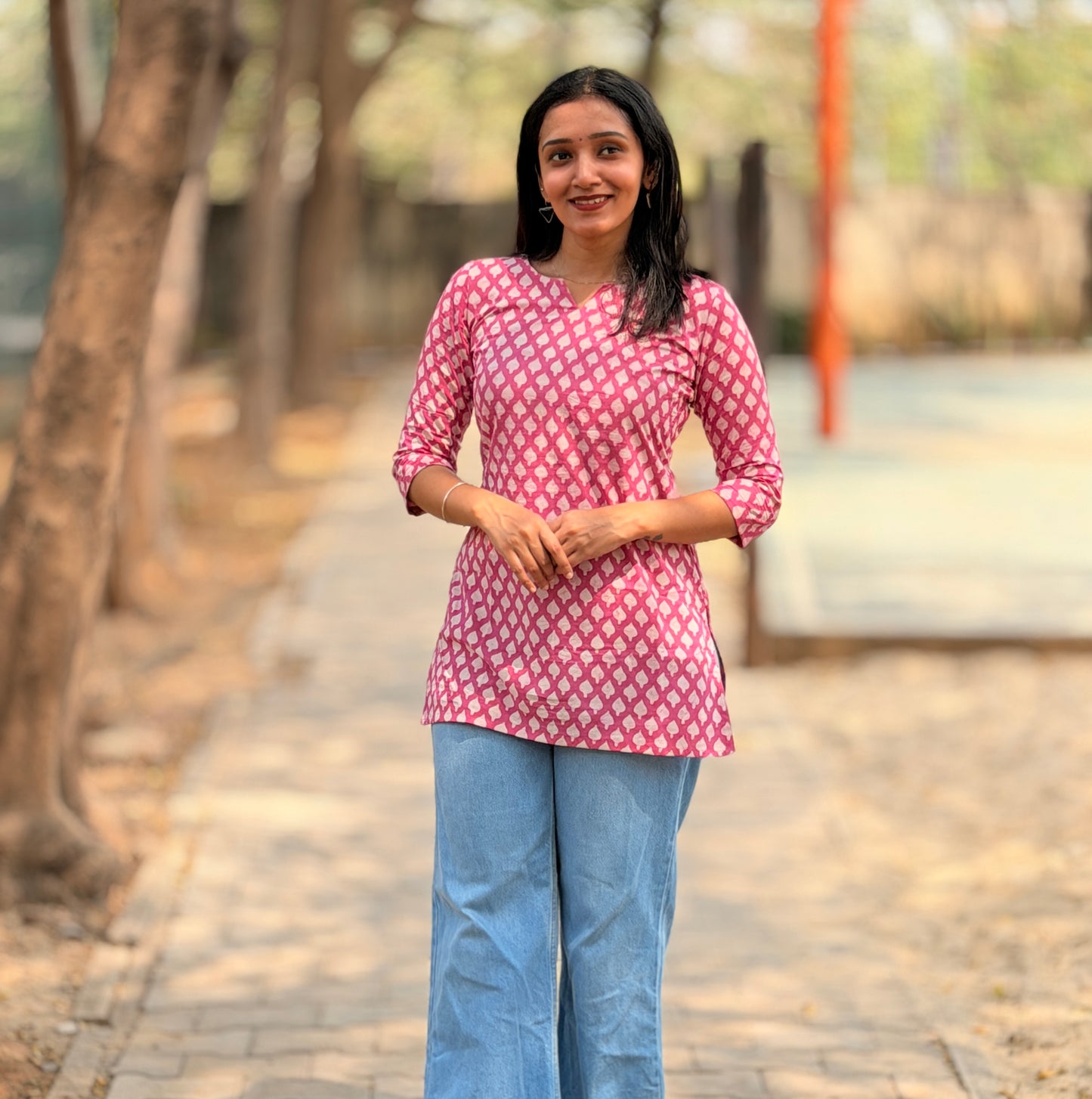 Rozzana - Dabu Handblock Printed Short Kurta