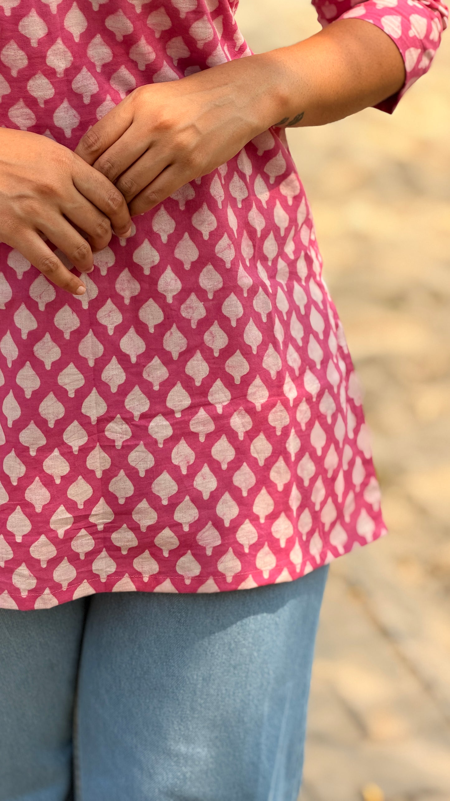 Rozzana - Dabu Handblock Printed Short Kurta