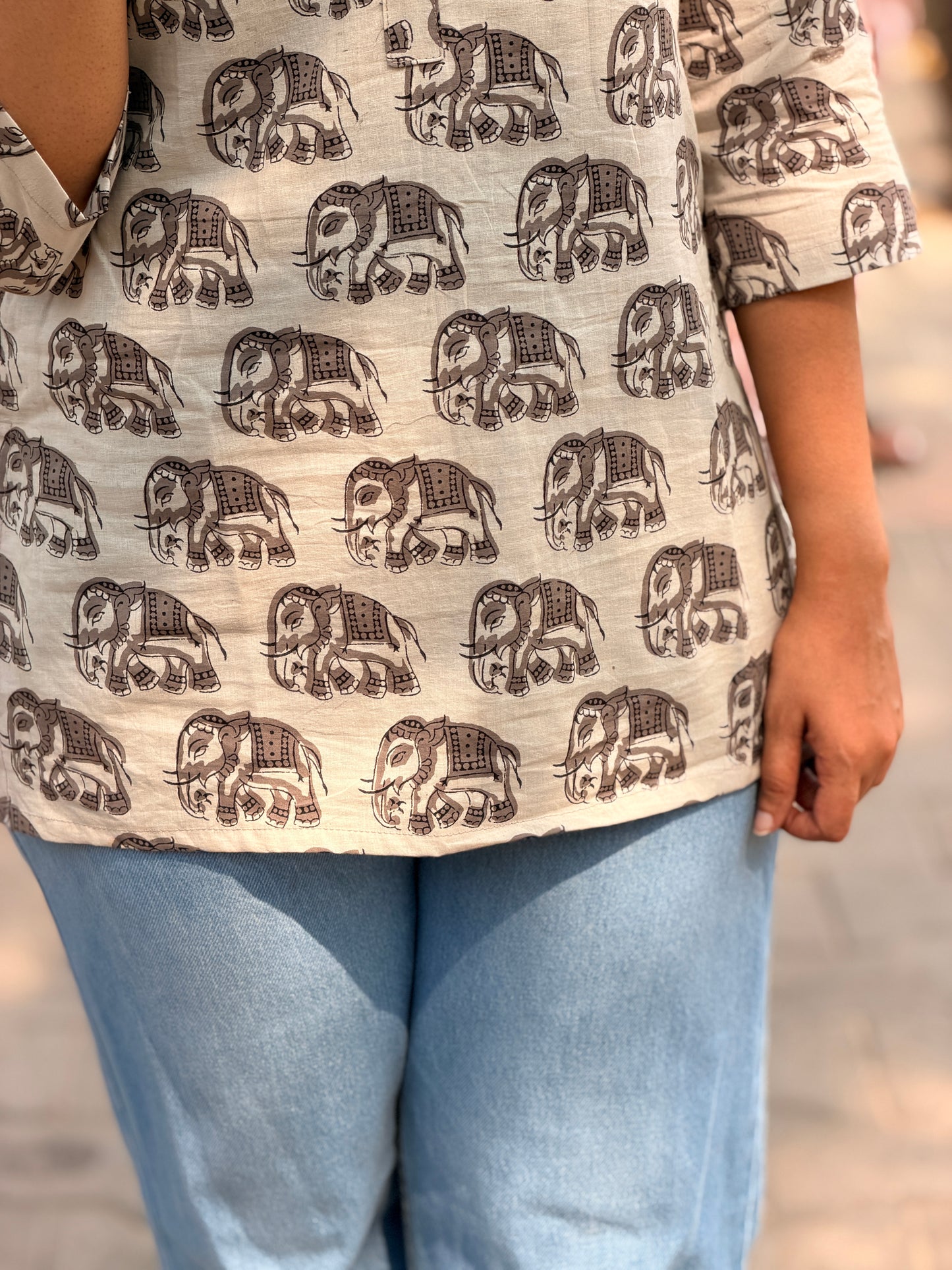 Anima - Bagru Handblock Printed Short Kurta