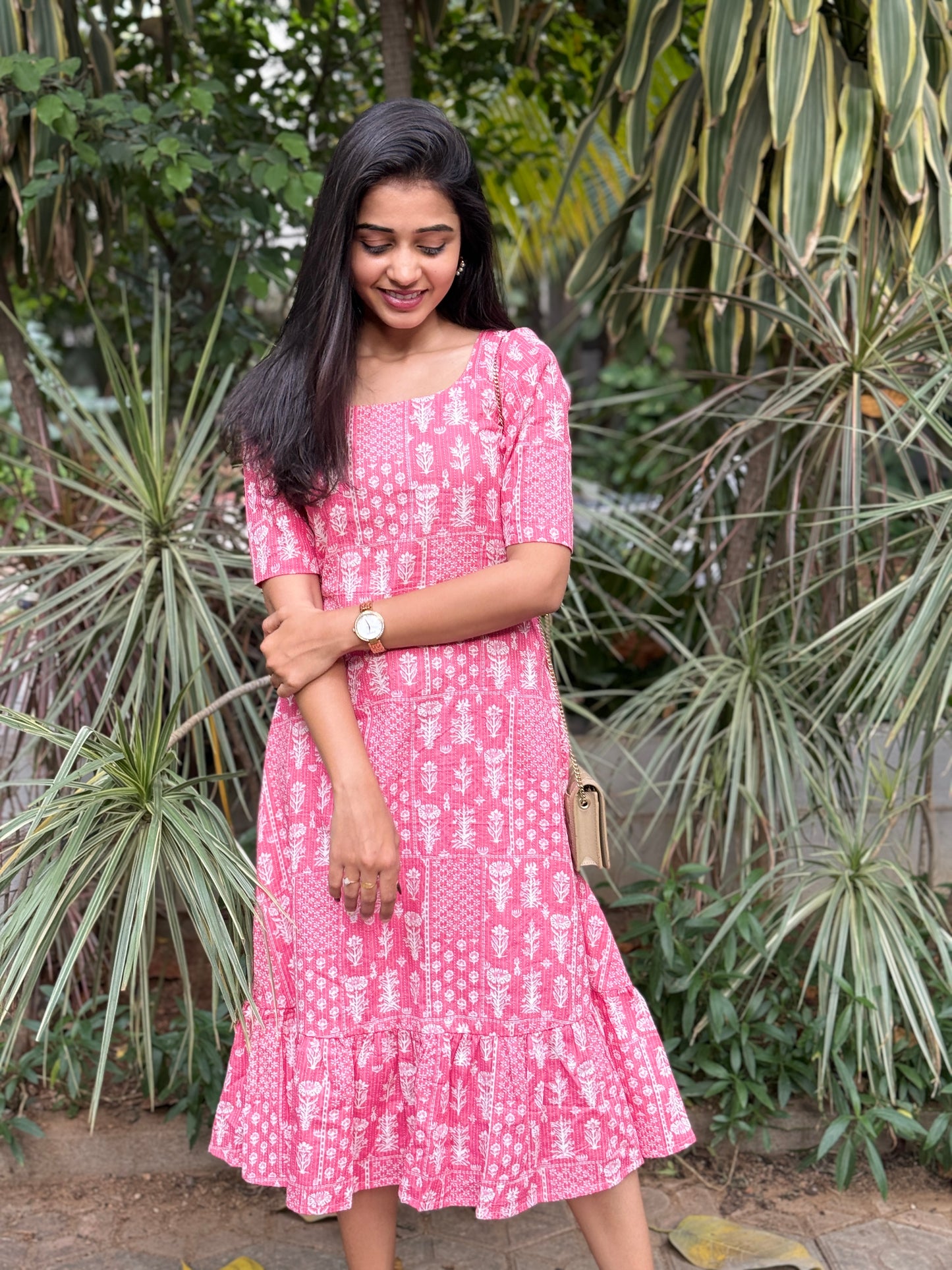 Pretty Pink - Kantha Stitched Dress