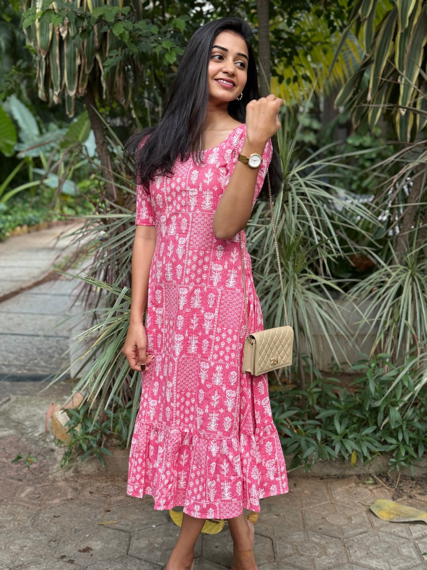 Pretty Pink - Kantha Stitched Dress