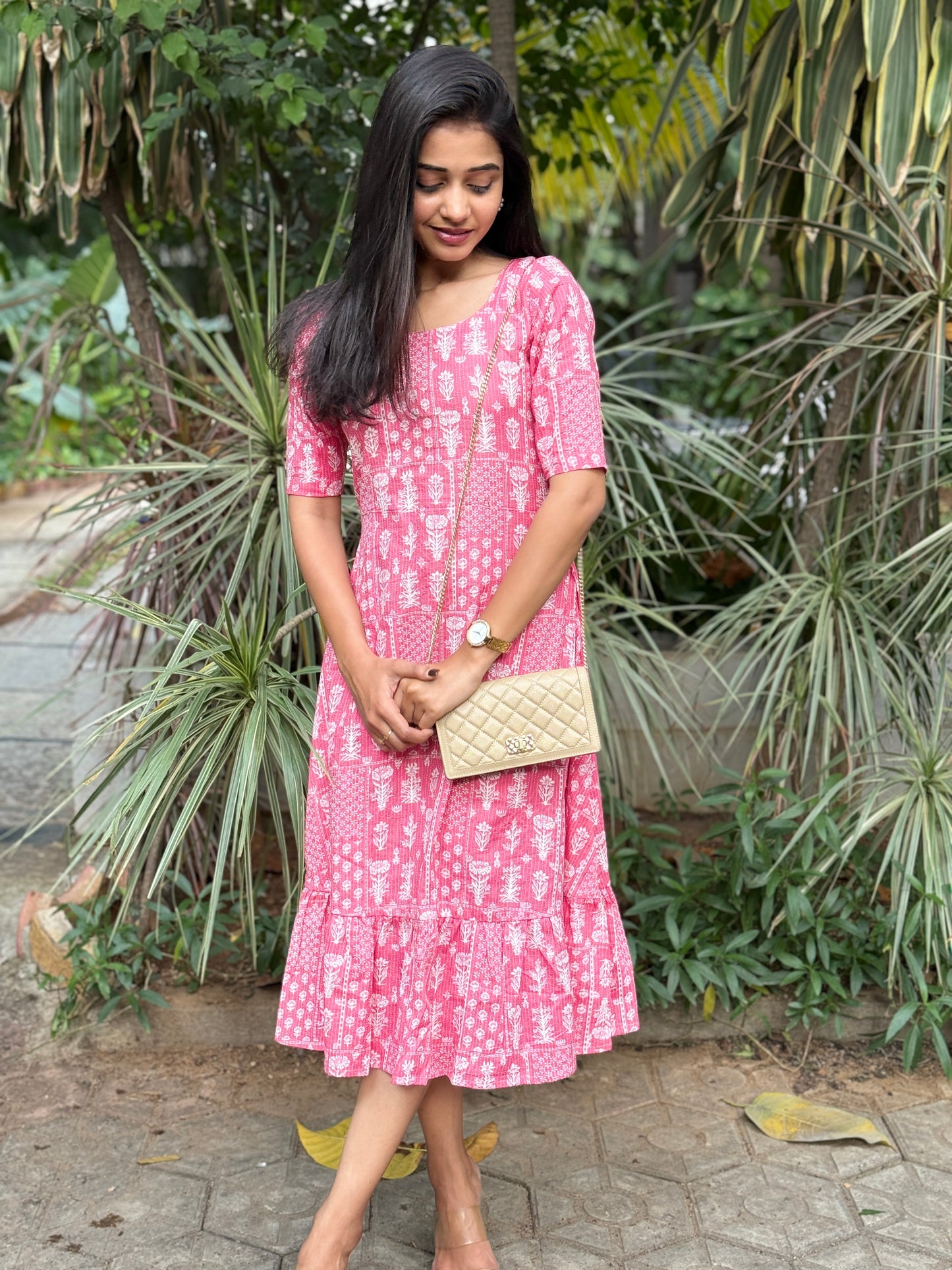 Pretty Pink - Kantha Stitched Dress