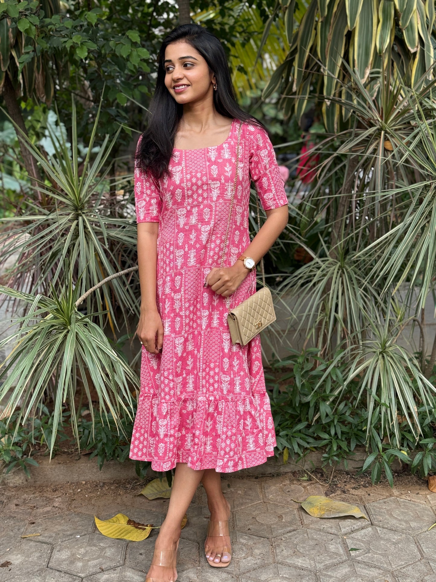 Pretty Pink - Kantha Stitched Dress