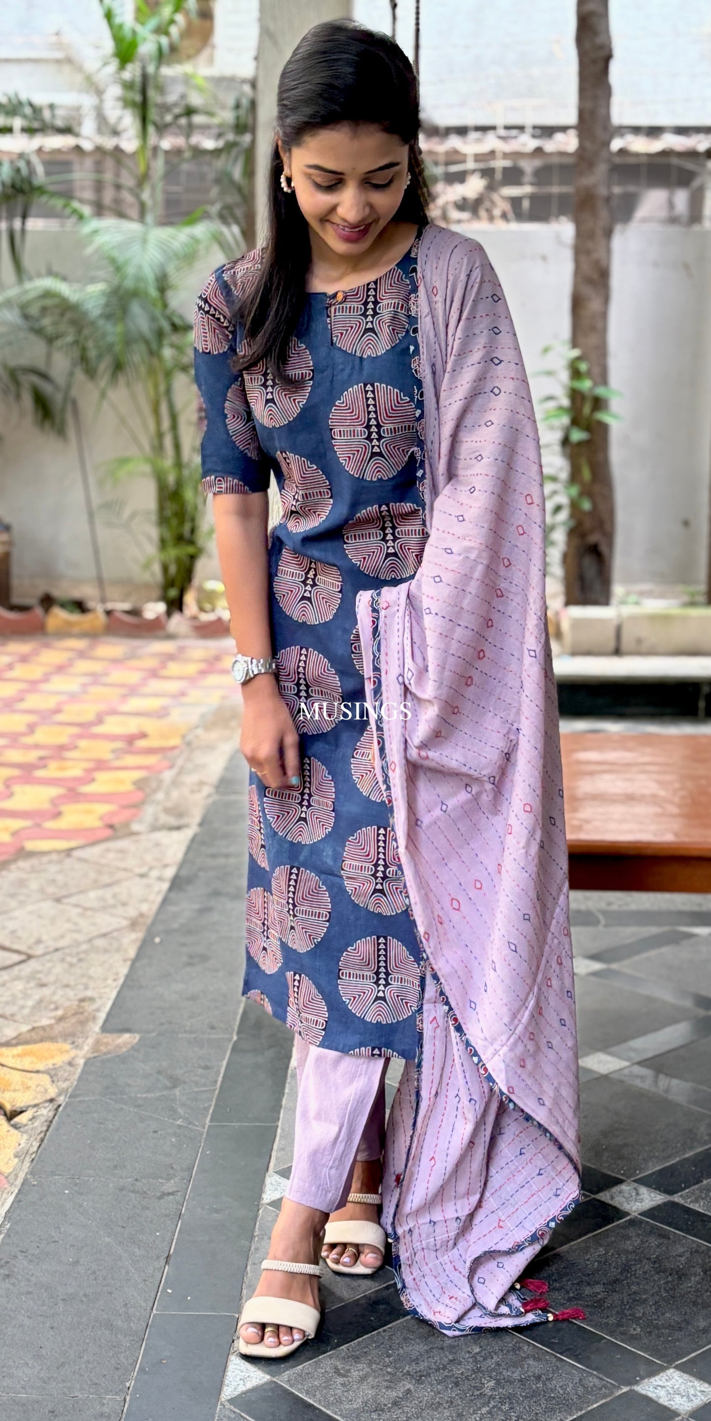 Gargi - Ajrakh Patchwork Kurta Set