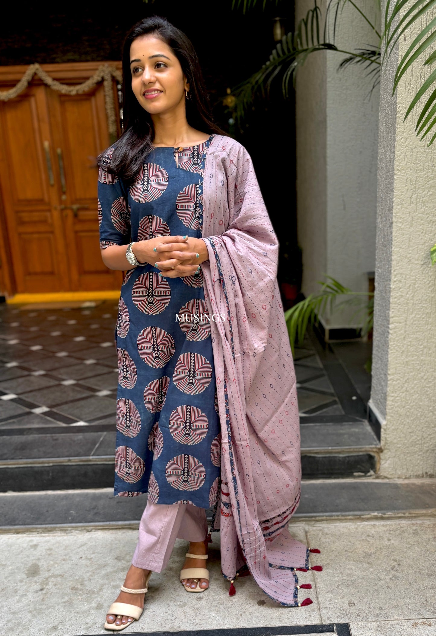 Gargi - Ajrakh Patchwork Kurta Set