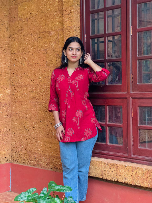 Nainika - Ajrakh Handblock Printed Kurta