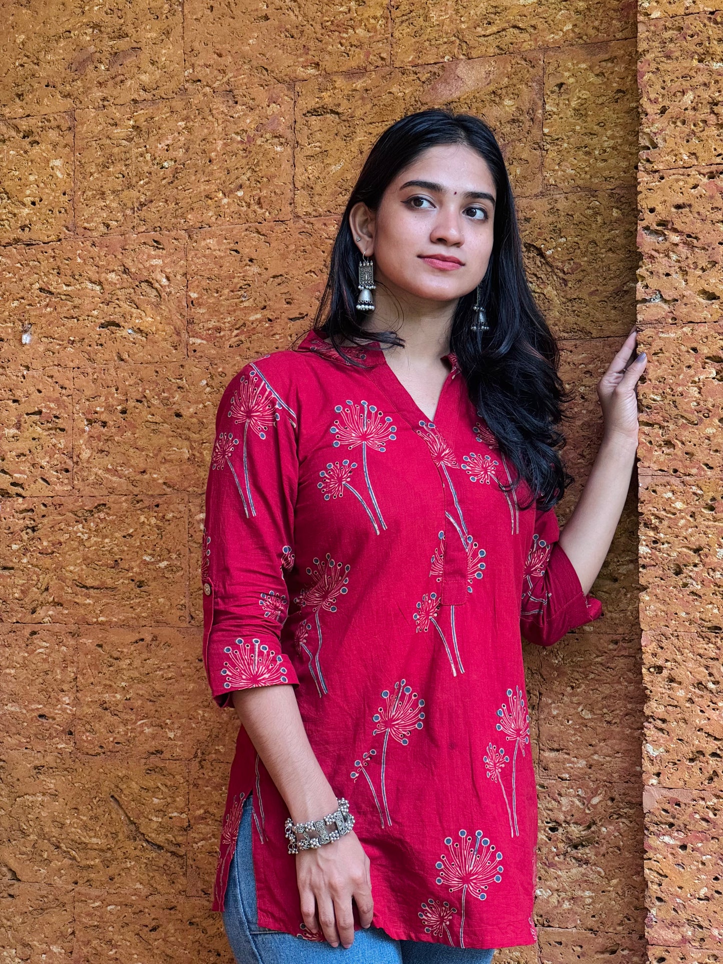 Nainika - Ajrakh Handblock Printed Kurta