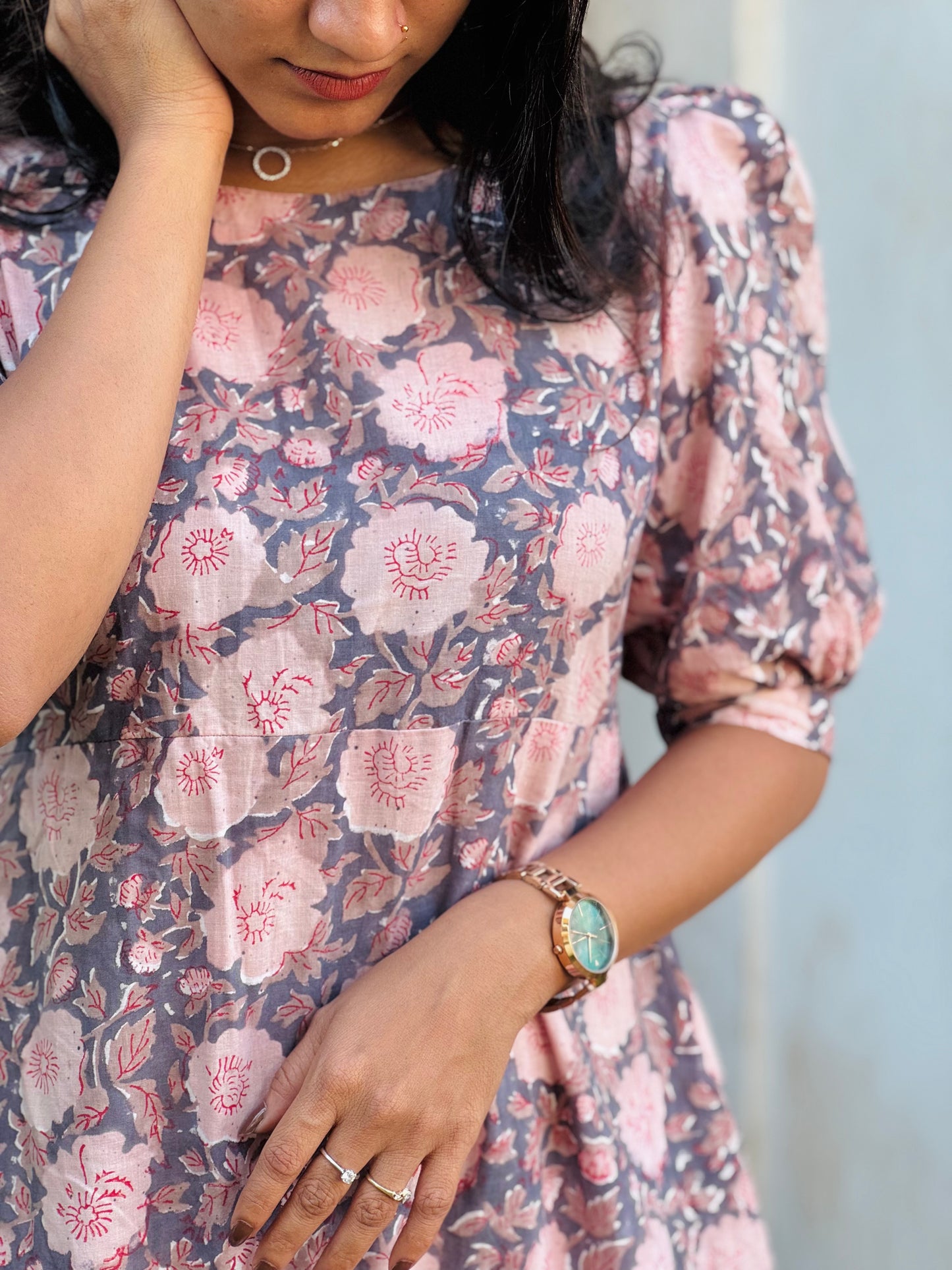 Aamvi - Sanganeri Hand-block Printed Dress