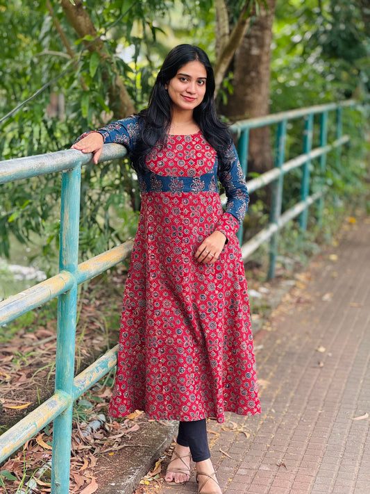 Mantra - Ajrakh Fusion A line Kurta
