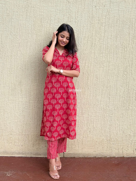 Mithra - Sanganeri Handblock Printed Kurta Set