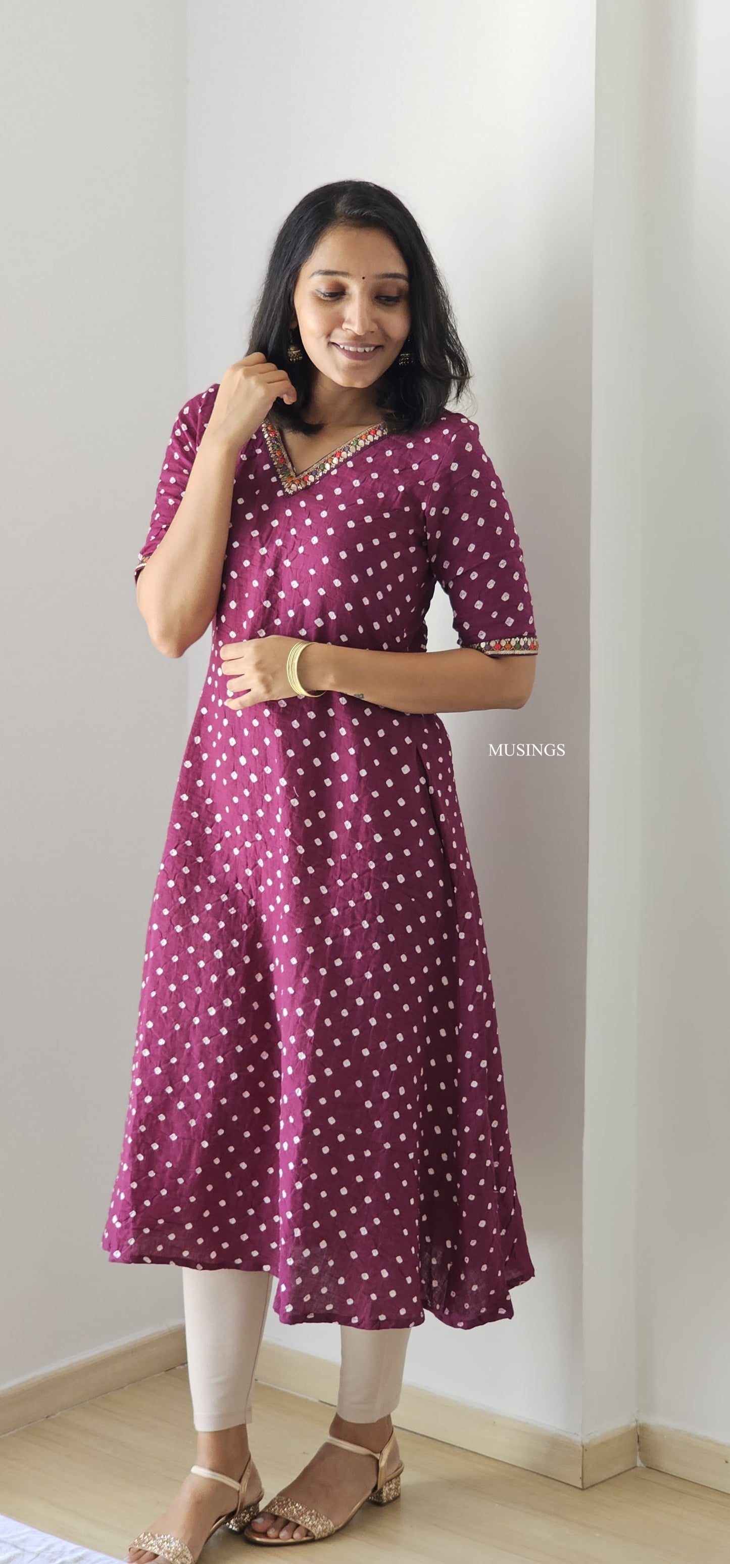 Laya - Purple Bandhini A-line Kurta