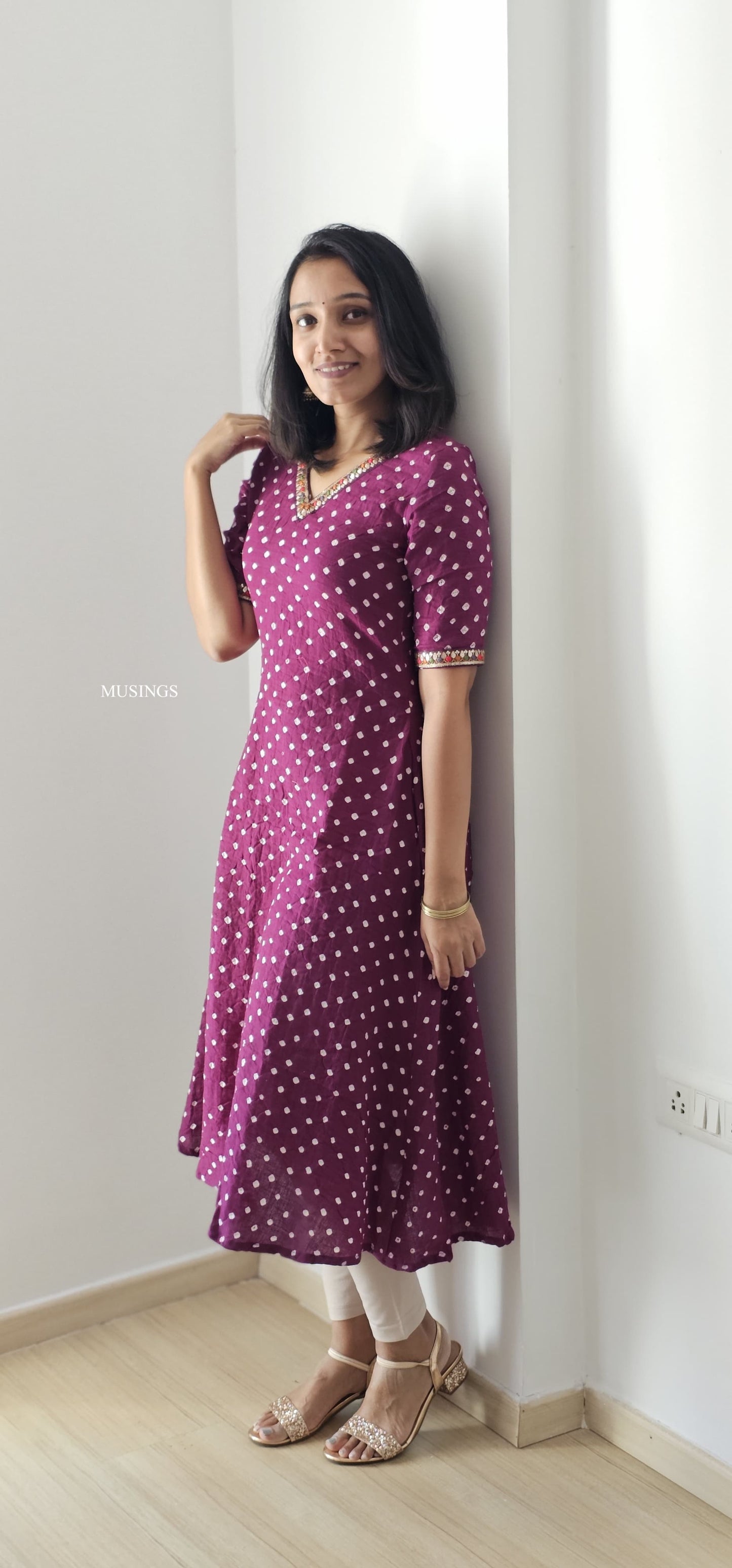 Laya - Purple Bandhini A-line Kurta