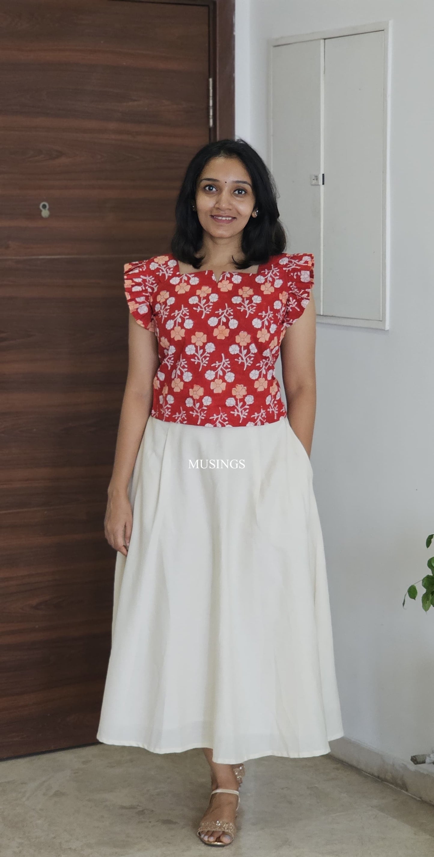 Poppy - Sanganeri Handblock Printed Short Top