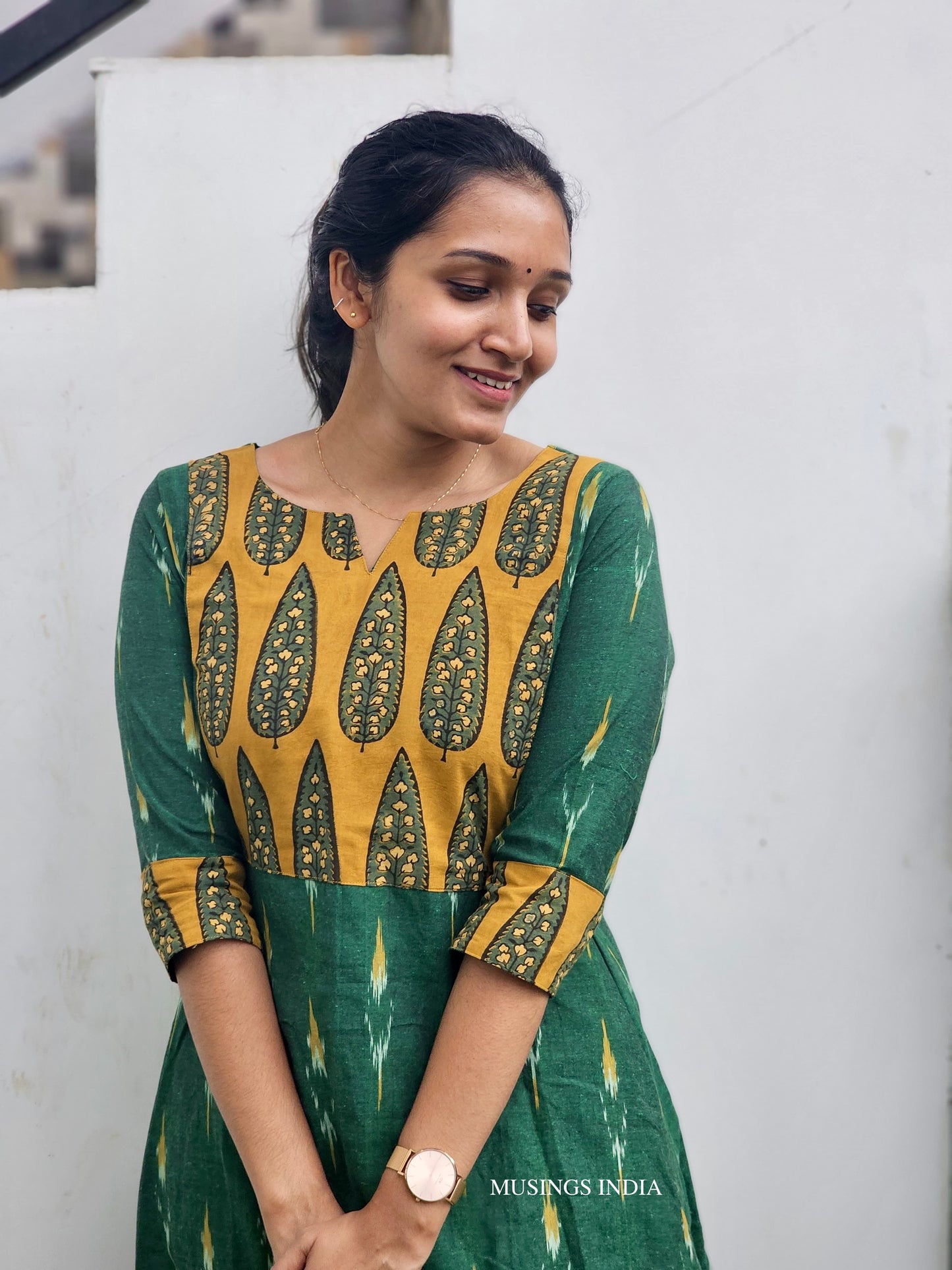 Vedika - Ikkat x Ajrakh Patchwork Kurta