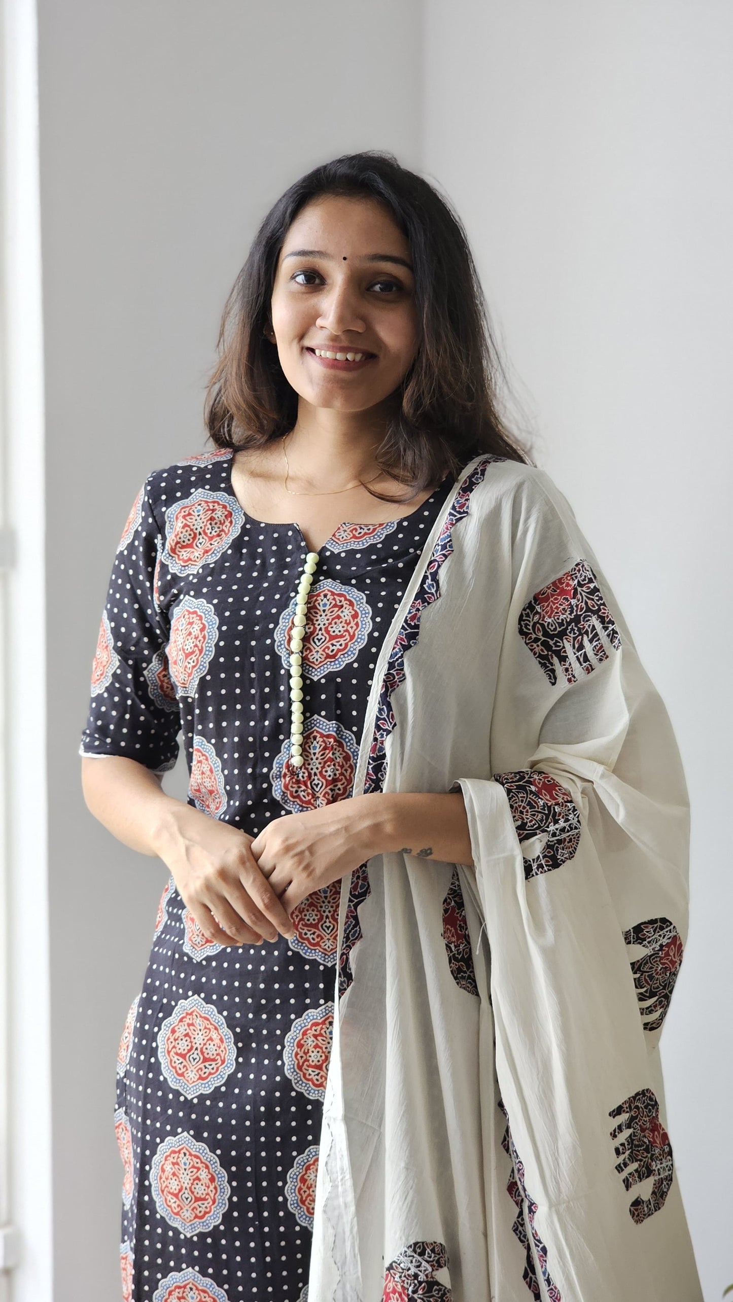 Madhu - Ajrakh Patchwork Kurta Set