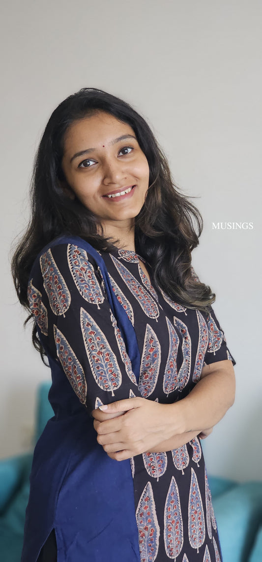 Kayal - Handloom Ikkat x Ajrakh Patchwork Kurta