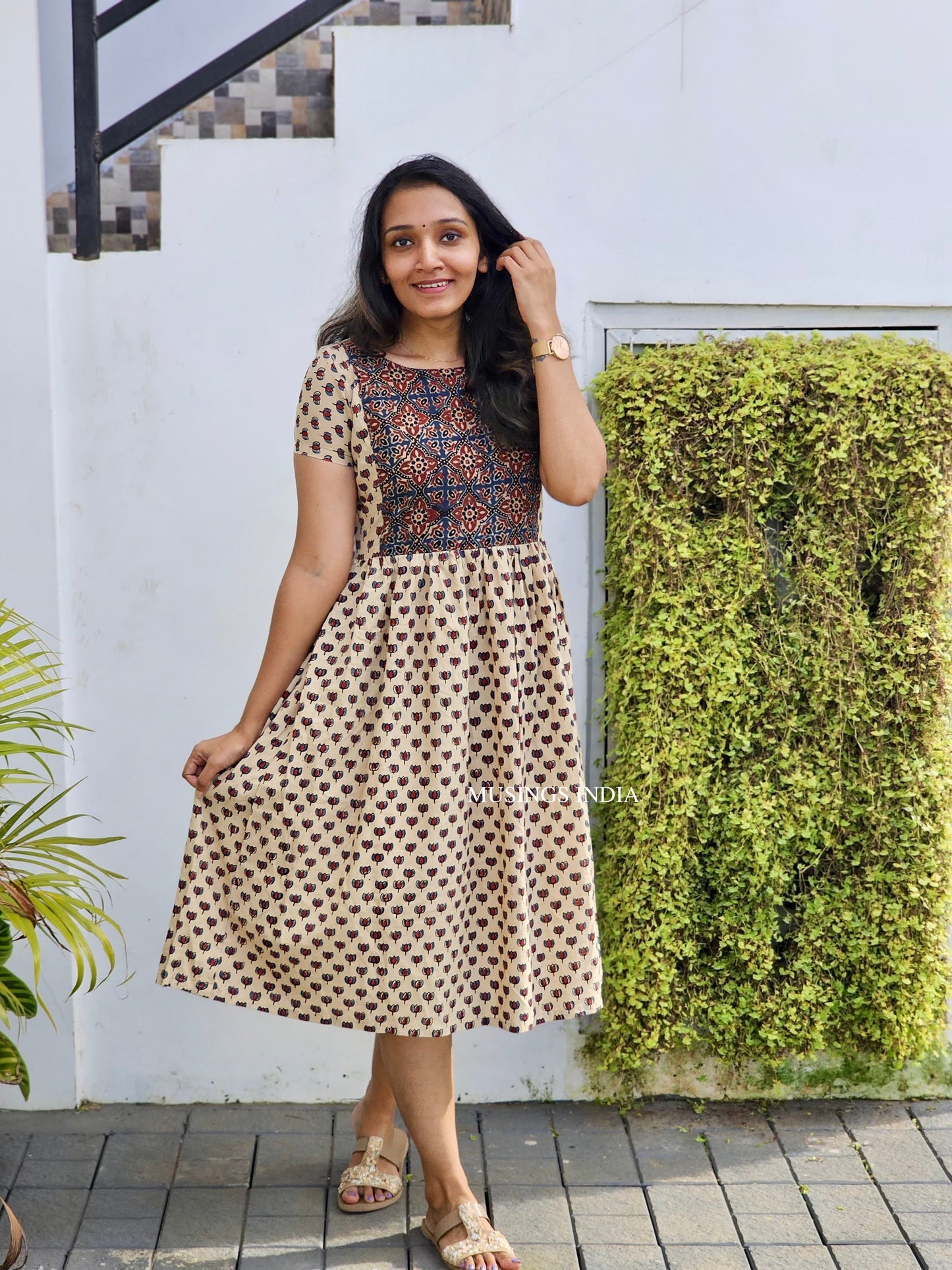 Swastika - Ajrakh Handblock Printed Dress