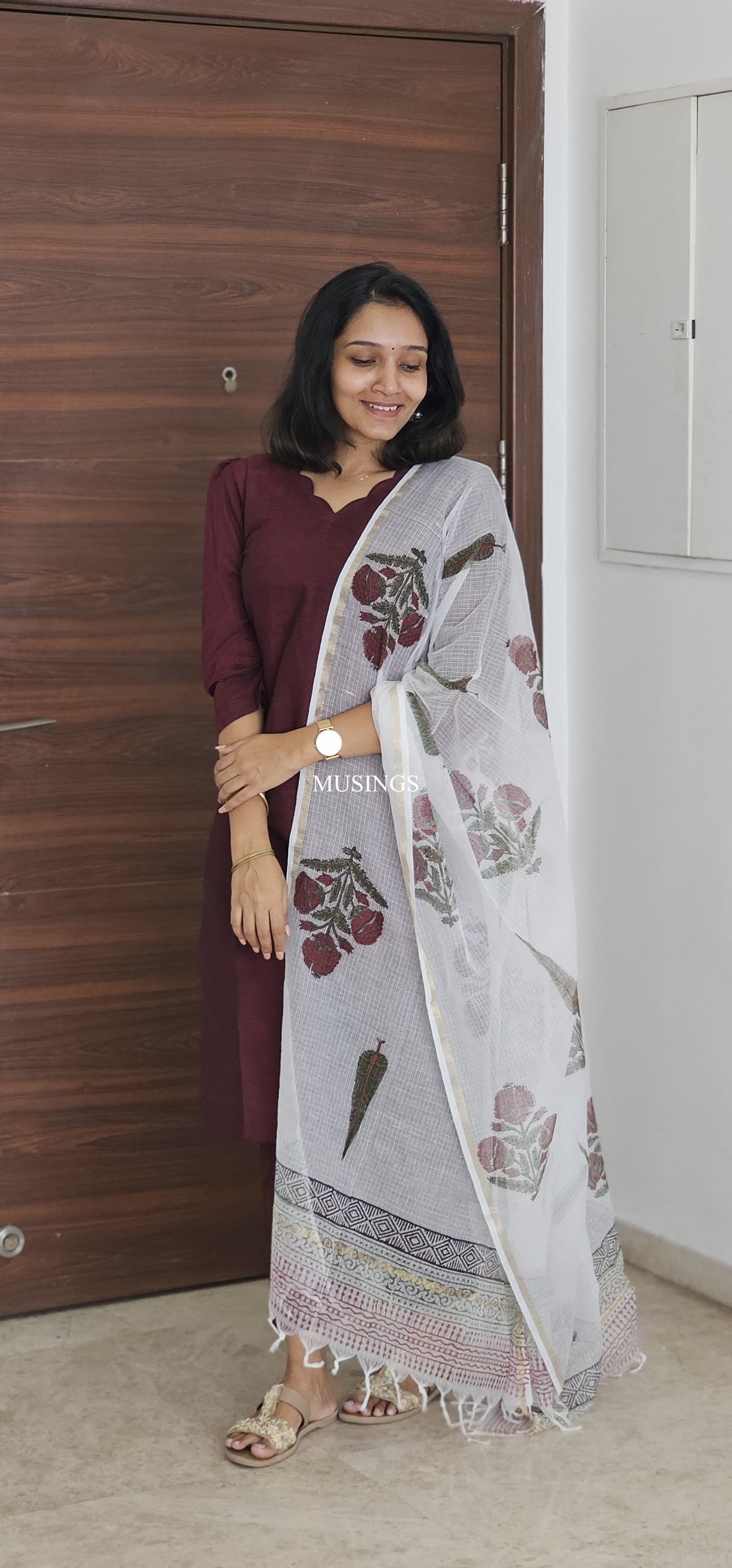 Heera - Mangalgiri Coord set with Sanganeri Kota Handblock Printed Dupatta