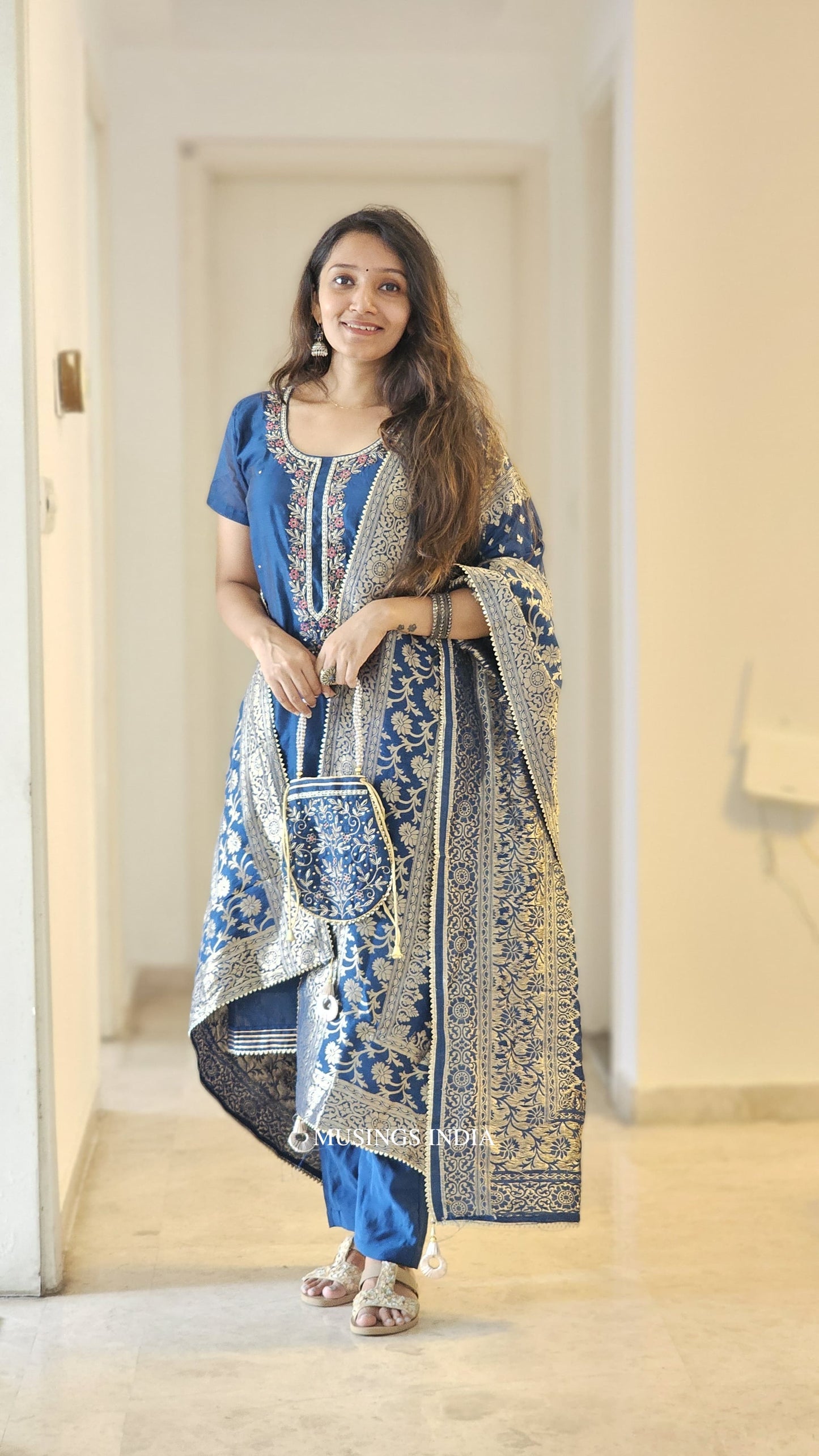 Neela - Zardosi x Banarasi Chanderi Silk Suit