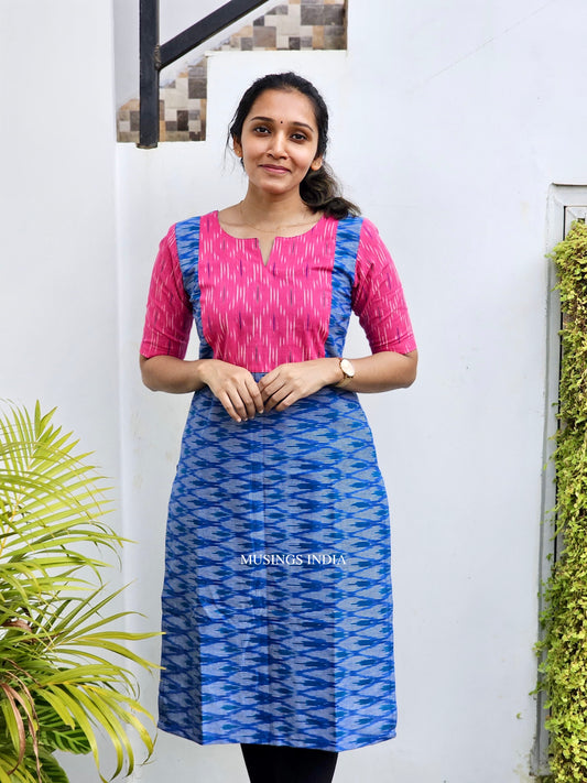 Neha - Ikkat Patchwork Kurta