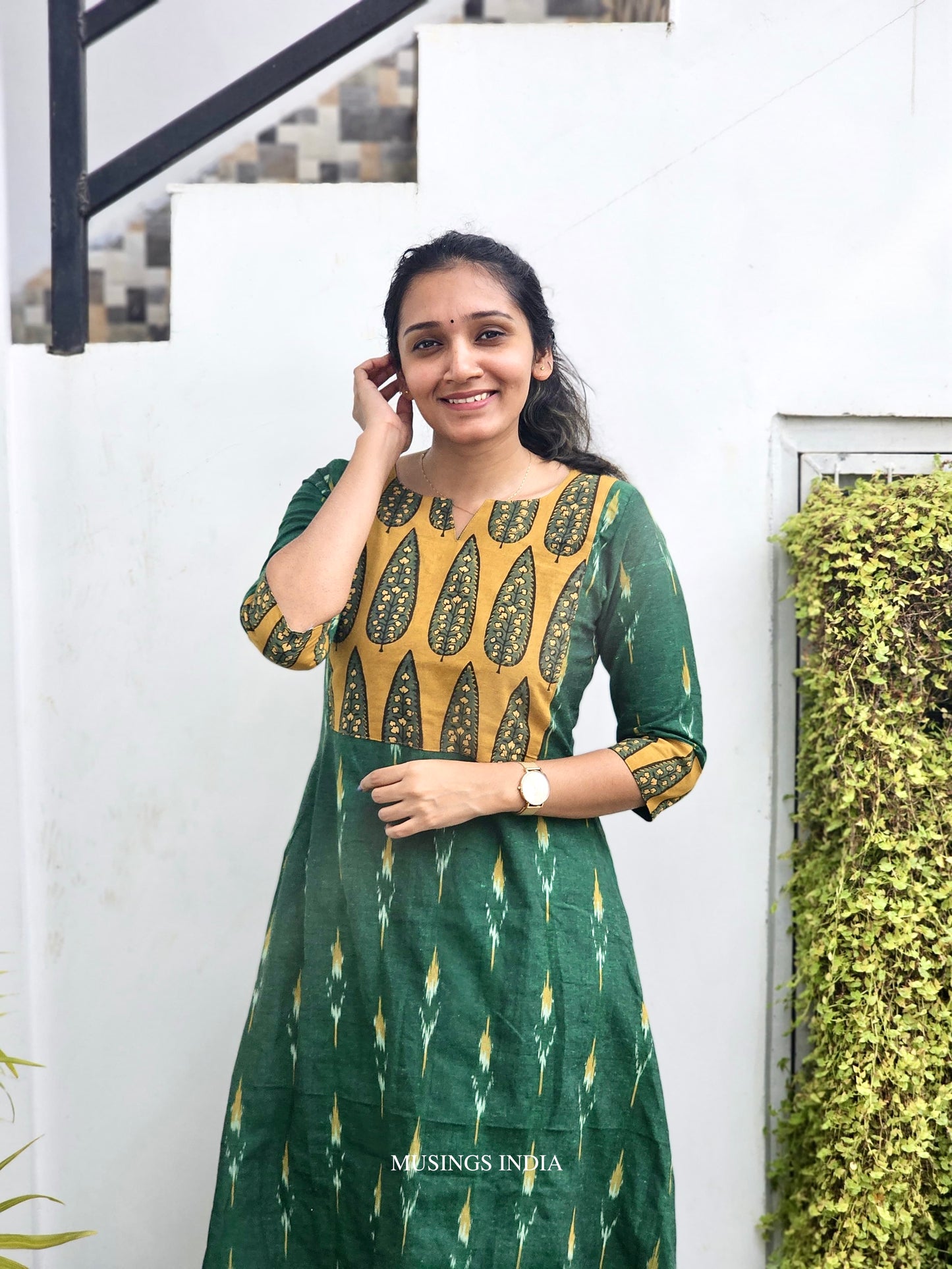 Vedika - Ikkat x Ajrakh Patchwork Kurta