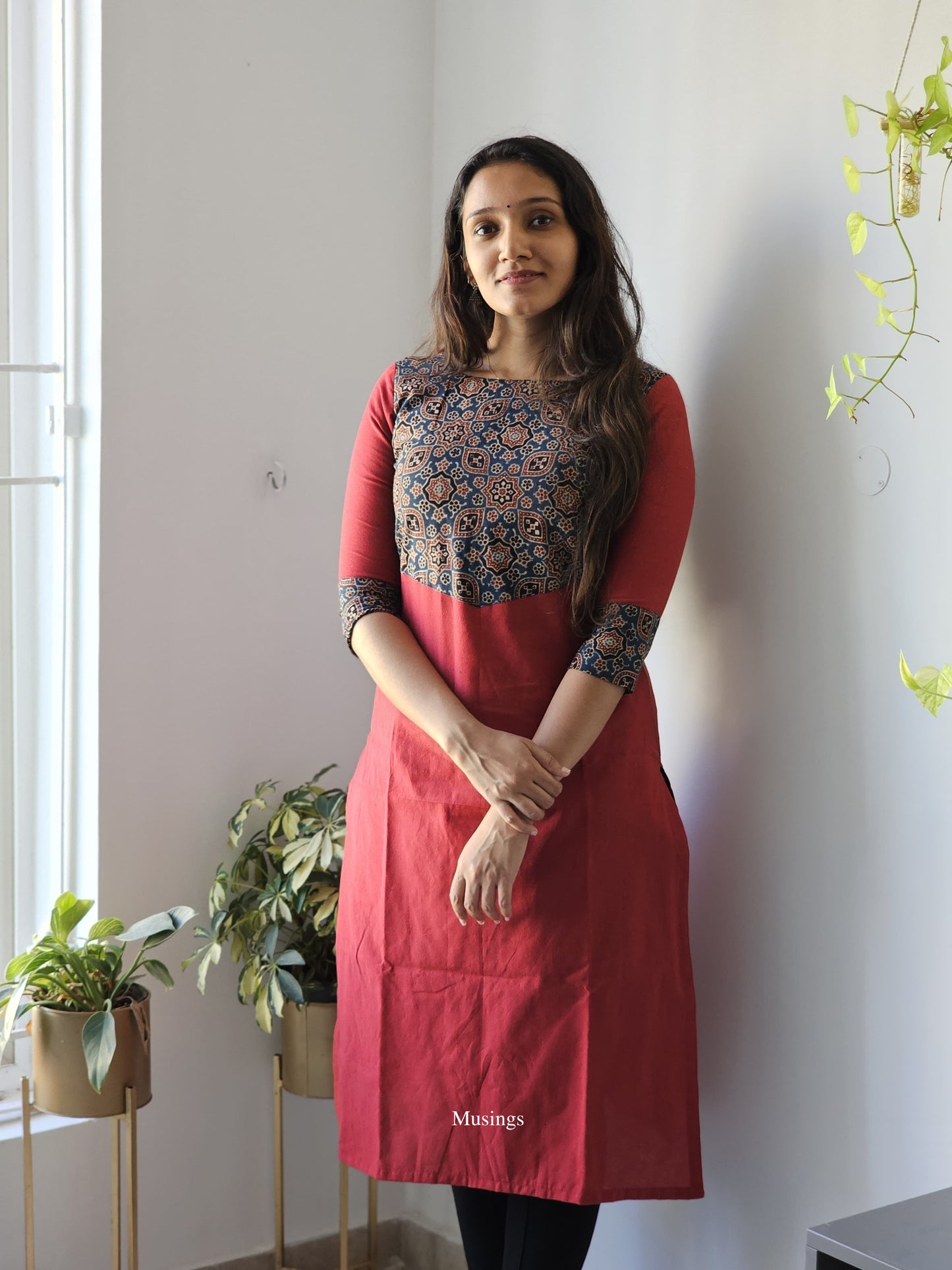 Raksha - Ajrakh X Handloom Patchwork Kurta