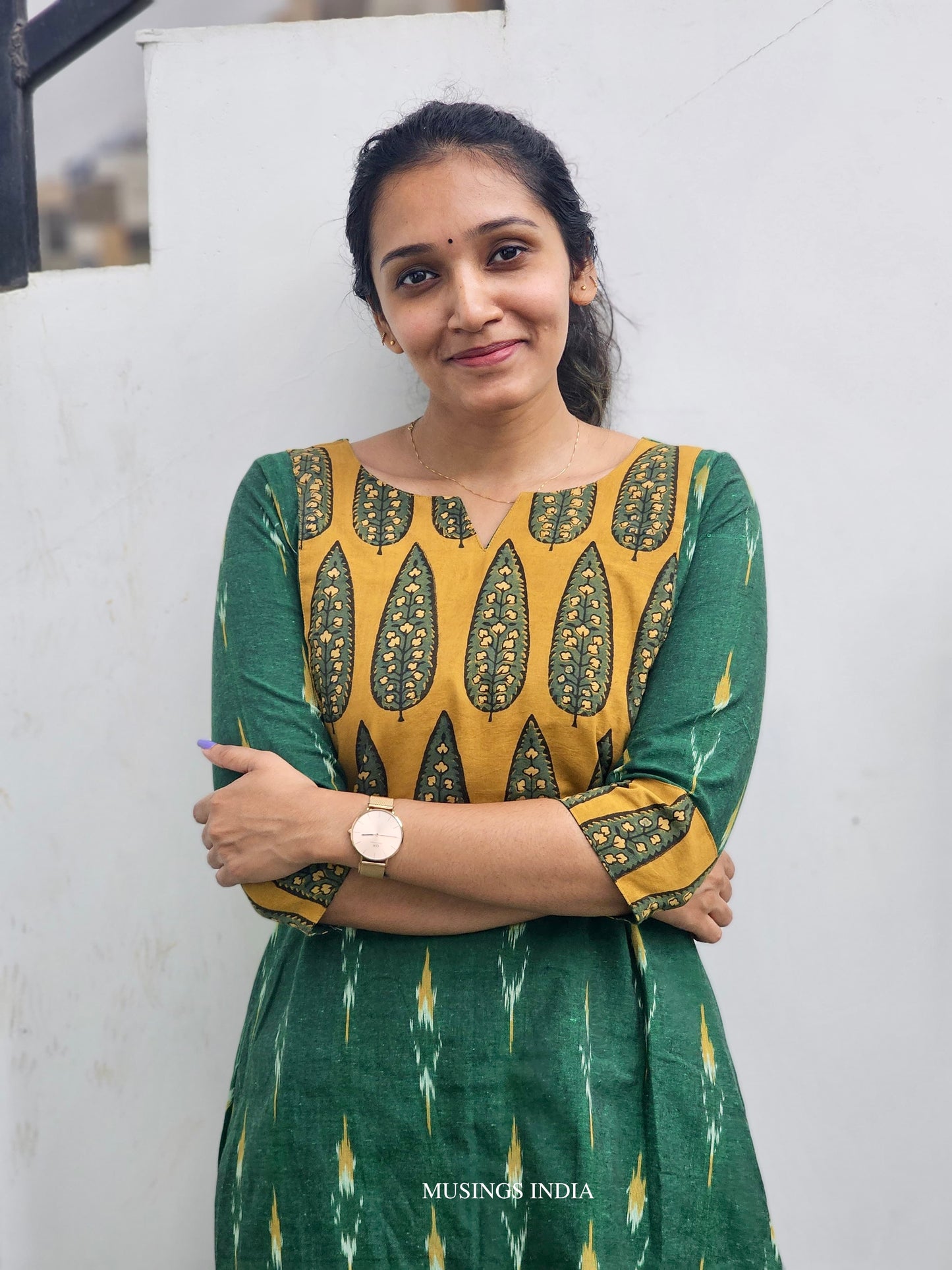 Vedika - Ikkat x Ajrakh Patchwork Kurta