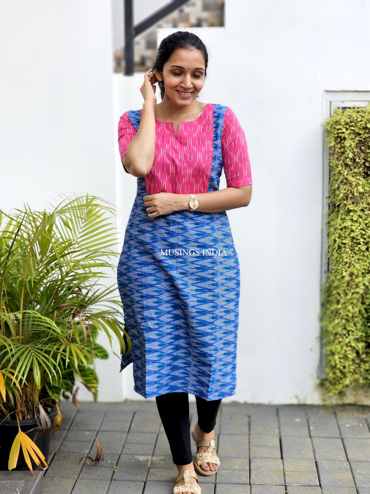 Neha - Ikkat Patchwork Kurta