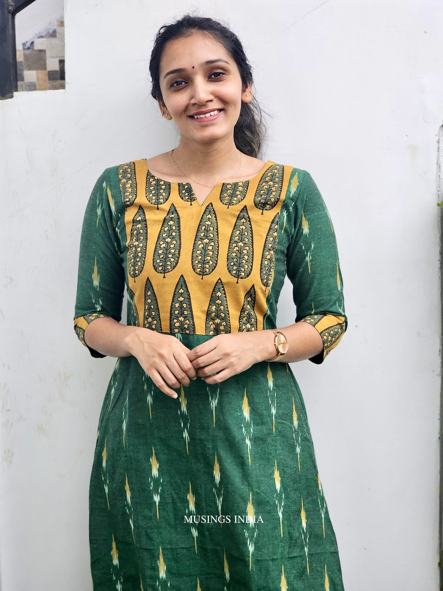 Vedika - Ikkat x Ajrakh Patchwork Kurta