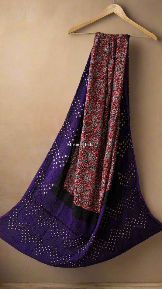 Kundavai - Ajrakh x Bandhej Modal Silk Dupatta