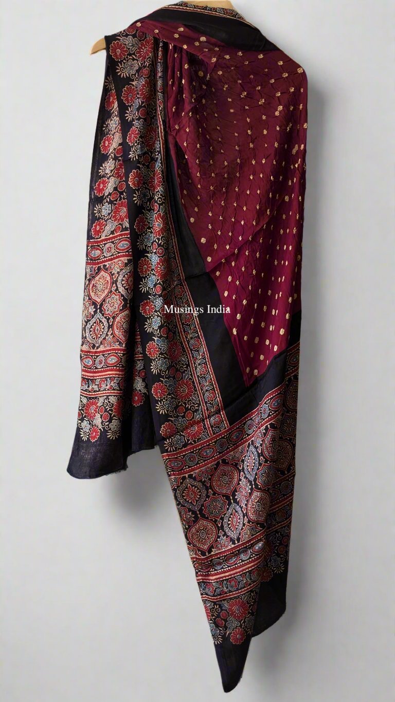 Madhavi - Ajrakh x Bandhej Modal Silk Dupatta