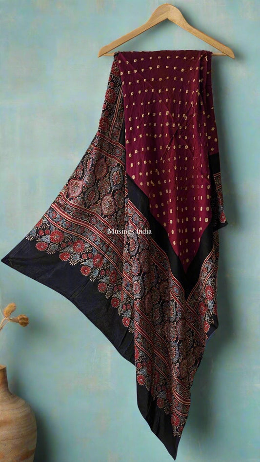 Madhavi - Ajrakh x Bandhej Modal Silk Dupatta